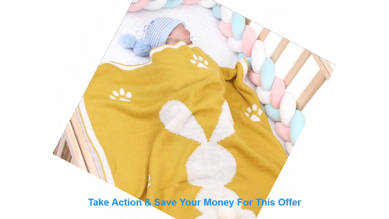 Deal Baby Blankets Cute 3D Rabbit Knitted Newborn Bebe Swaddle Wrap Blanket Spring Summer Children