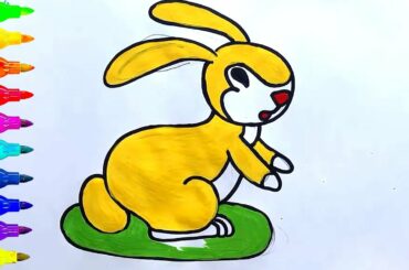 How To Draw and Color A CUTE RABBIT Coloring Pages for Kids To Learn Colors