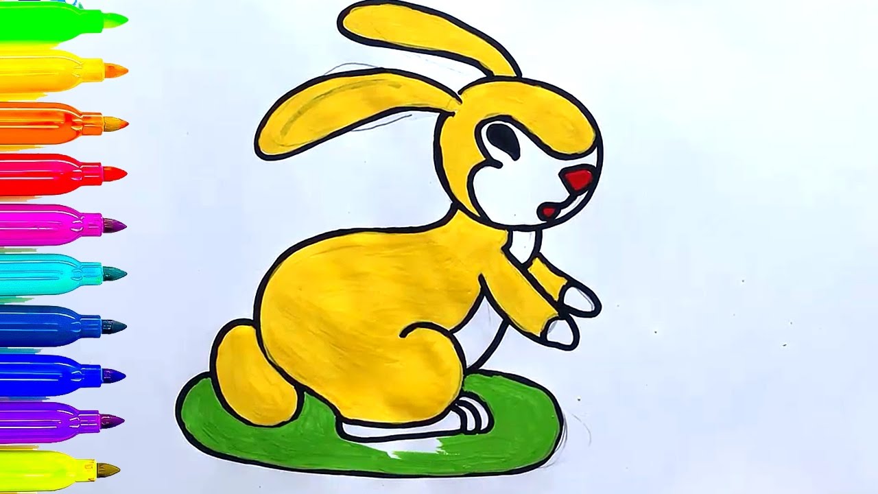 How To Draw and Color A CUTE RABBIT Coloring Pages for Kids To Learn Colors