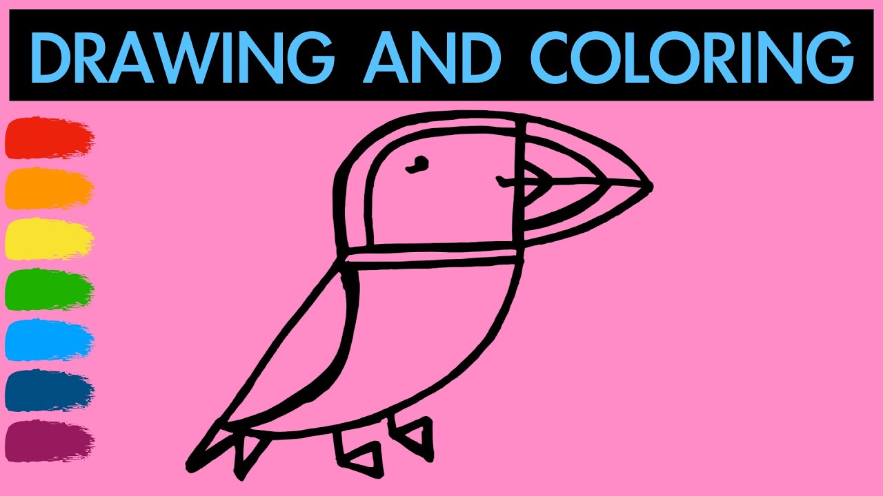 How to draw a cute puffin for Kids | Learn colors | Hanny Bunny Kids Art
