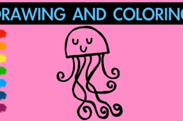 How to draw a cute jellyfish for Kids | Learn colors | Hanny Bunny Kids Art