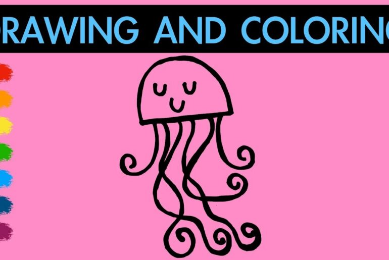 How to draw a cute jellyfish for Kids | Learn colors | Hanny Bunny Kids Art