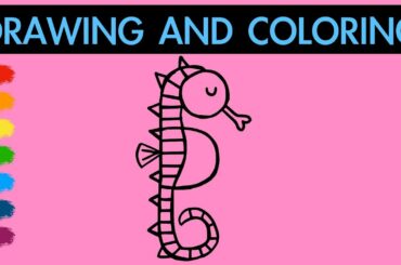 How to draw a cute seahorse for Kids | Learn colors | Hanny Bunny Kids Art