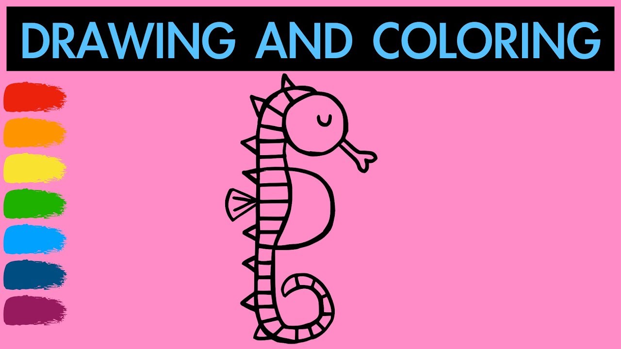 How to draw a cute seahorse for Kids | Learn colors | Hanny Bunny Kids Art