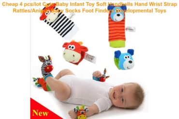 Cheap 4 pcs/lot Cute Baby Infant Toy Soft Handbells Hand Wrist Strap R