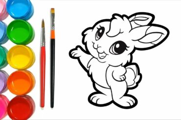 Cute Bunny with Carrot coloring and drawing Learn Colors for kids |  Min Min ☆