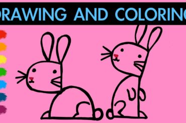 How to draw a cute rabbit for Kids | Learn colors | Hanny Bunny Kids Art