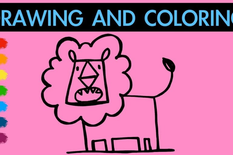 How to draw a cute lion for Kids | Learn colors | Hanny Bunny Kids Art