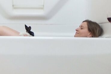 Rabbit in a bathtub!