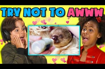 KIDS REACT TO TRY NOT TO AWWW CHALLENGE