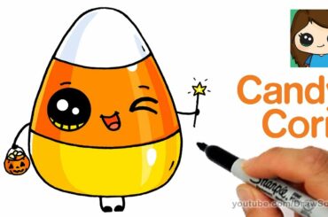How to Draw Cute Candy Corn Easy | Cartoon Food