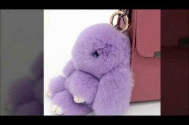 Real rabbit fur pendant keychain car bag with a rabbit cute outfit adorable female bag