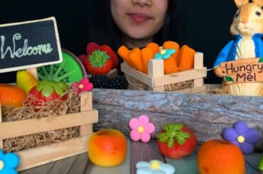 [ASMR] PETER RABBIT ~ CUTE MARZIPAN + RAW CARROTS + FRESH FRUIT