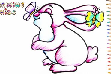 How to Draw  Cute Rabbit Play with Butterfly | Humpty Dumpty