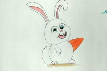 How to draw bunny rabbit sketch step by step || Cute Rabbit Cartoon Drawing || Snowball