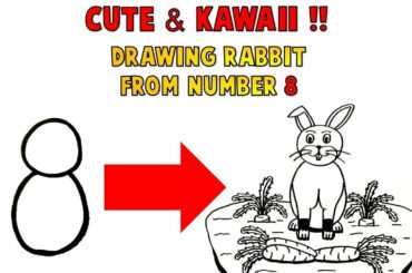 CUTE and KAWAII, Drawing RABBIT From Number 8