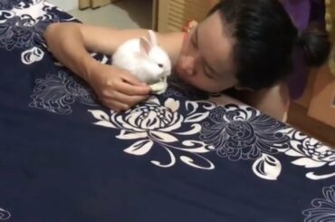 LOVELY SMART GIRL PLAYING CUTE RABBITS AT HOME HOW TO PLAY WITH RABBITS & FEED BABY RABBITS #12