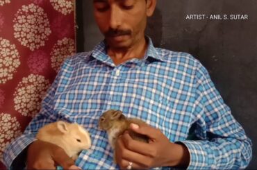 Artist Anil S. Sutar with Cute Rabbits