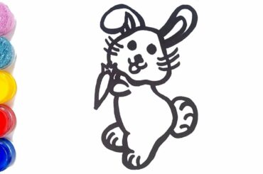 How to draw a Rabbit with Carrot (easy) - Step by Step Tutorial | learn colors for kids | Bubble TV