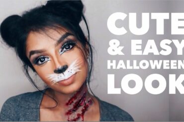 Last Minute Cute Bunny/Cat Halloween Makeup