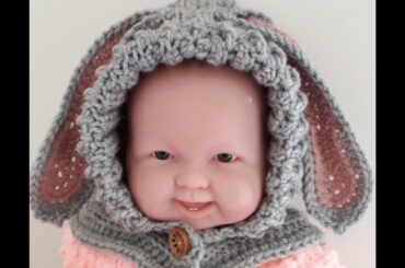 Crochet #7 How to crochet baby scoodie with bunny ears