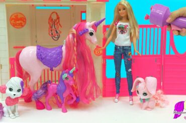 Unicorn Has Baby Foal - Endless Kingdom Barbie Royal Dog, Horse, Bunny Pets