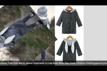 gray Baby Girls Coat Cute Rabbit Ear Hooded Autumn Tops Kids Warm Jacket Outerwear & Coat Bab...