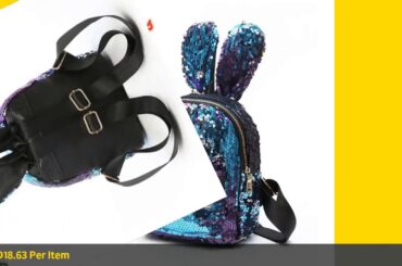 Yogodlns Women Sequins Backpack Cute Rabbit Ears Double Shoulder Bag Mini Backpacks Children Girl...