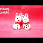 How to make cotton ball Rabbit /#DIY Easter Bunny #cute and easy cotton doll