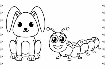 Cute Bunny Coloring - Learn how to Draw and Color Animals - Coloring Pages for Kids