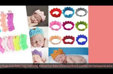 Knitting Crown Newborn Photography Props Cute Baby Caps Soft Baby Knitted Hat Bebe Infant Headban...