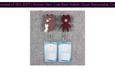 √ Preview of 35% [OFF] Women Men Cute Bear Rabbit Clown Retractable Crocodile Pig Badge CardHolder