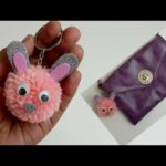 How to Make Easy Pom Pom Bunny Keachain/Cute Rabbit making for kids  #PomPomBunny#Cutebunnykeachain