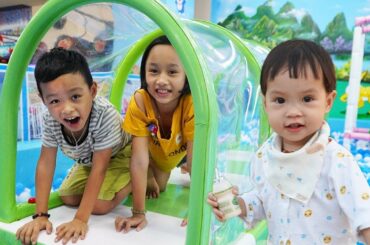 Baby song nursery rhymes with cute baby at indoor playground for children family fun