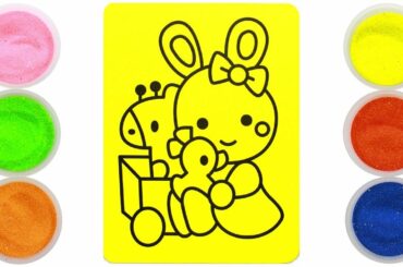 Baby Bunny Playing Toys Sand Painting | Play Art Toys With Lovely Colored Sand