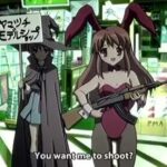 Cute Bunny Girl Shoots Gun