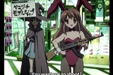 Cute Bunny Girl Shoots Gun