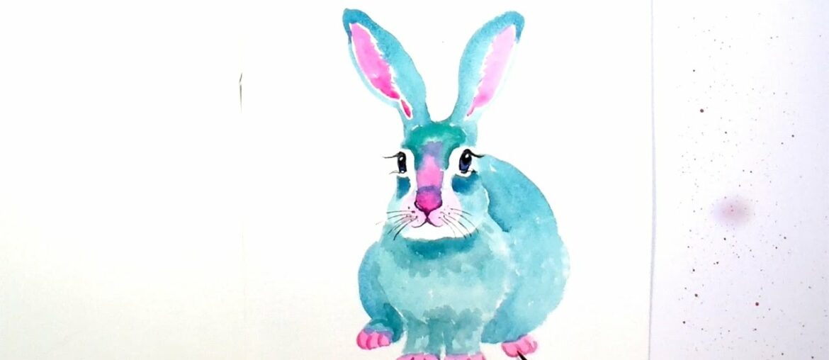Paint And Color A Cute Blue Bunny Rabbit - A Watercolour Speed Painting