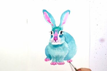 Paint And Color A Cute Blue Bunny Rabbit - A Watercolour Speed Painting