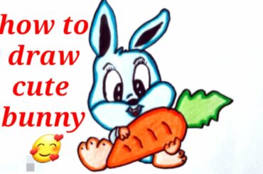رسم ارنب كرتون كيوت رسم سهل وبسيط  how to draw cute bunny easy