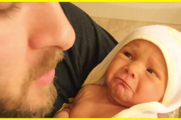 Cute Babies At Home With Dad - Funny Baby And Dad