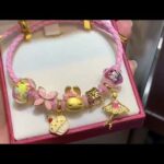 Gold cute bunny pink theme charm bracelet