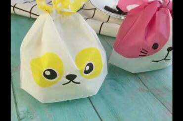 10pcs/lot Cute Rabbit Ear Cookie Bags Gift Bags For Candy Biscuits Snack Baking Package Wedding Favo