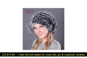 ✨ New Lovely Lady Beret Caps Knitted Real Rex Rabbit Fur Beanies Hat Women Winter Rex Rabbit Fur Ha