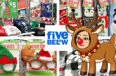 FIVE BELOW SHOPPING!!! "NEW" CHRISTMAS DECOR, HOLIDAY CLOTHES, LOUNGE PANTS + $4 STOCKINGS!!!
