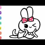 Cute Rabbit Drawing Coloring Pages For Kids - Learn Colors / World of Eggs