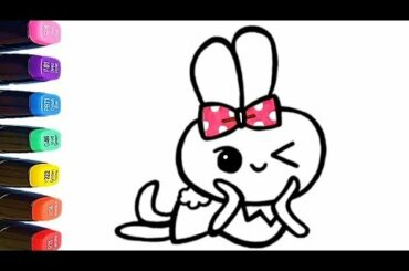 Cute Rabbit Drawing Coloring Pages For Kids - Learn Colors / World of Eggs