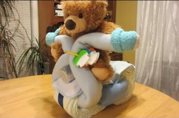 Baby Shower Motorcycle Baby Diaper Craft - How to make a Diaper Cake