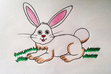 Easy and simple Rabbit drawing for kids art classes| Cute Rabbit easy drawing for kids