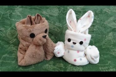 ユニクロのフリースで「ワンちゃん」と「ウサちゃん」　Puppy and Bunny Made of UNIQLO FLEECE